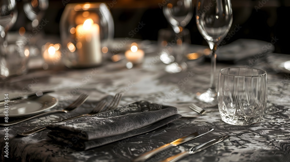 Elegant Table Setting with Candlelight. Elegant Table Setting with Candlelight.