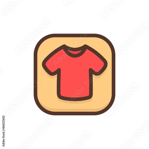 Store icon flat vector illustration. Red t-shirt icon for shop isolated on white background. Simple sign for web site or mobile app