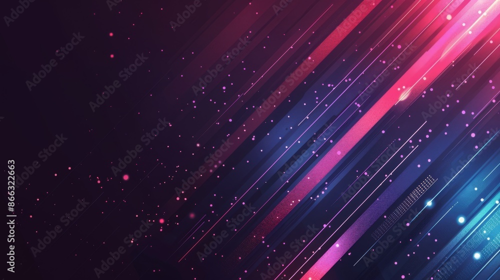 Abstract digital art with neon pink and blue lines and glowing particles on dark background. Futuristic, modern, vibrant, technology, and design. Abstract digital art with neon pink and blue lines and glowing particles on dark background. Futuristic, modern, vibrant, technology, and design.
