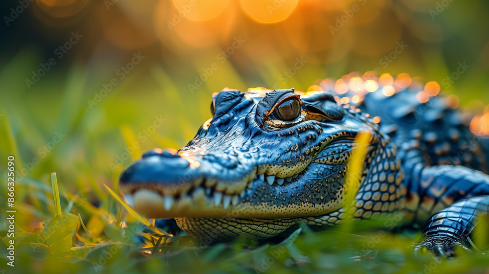 Fototapeta premium alligator in the grass