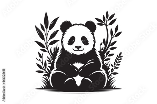 Panda sillhouatte vector illustration  photo