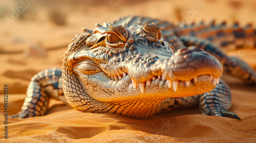 alligator on sand