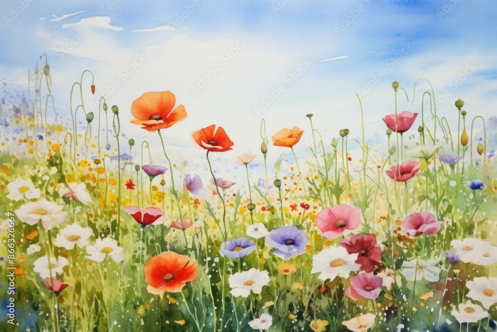 Flower field grassland landscape. Flower field grassland landscape.