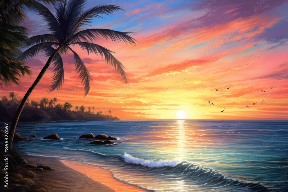 Sunset beach tree sky. Sunset beach tree sky.