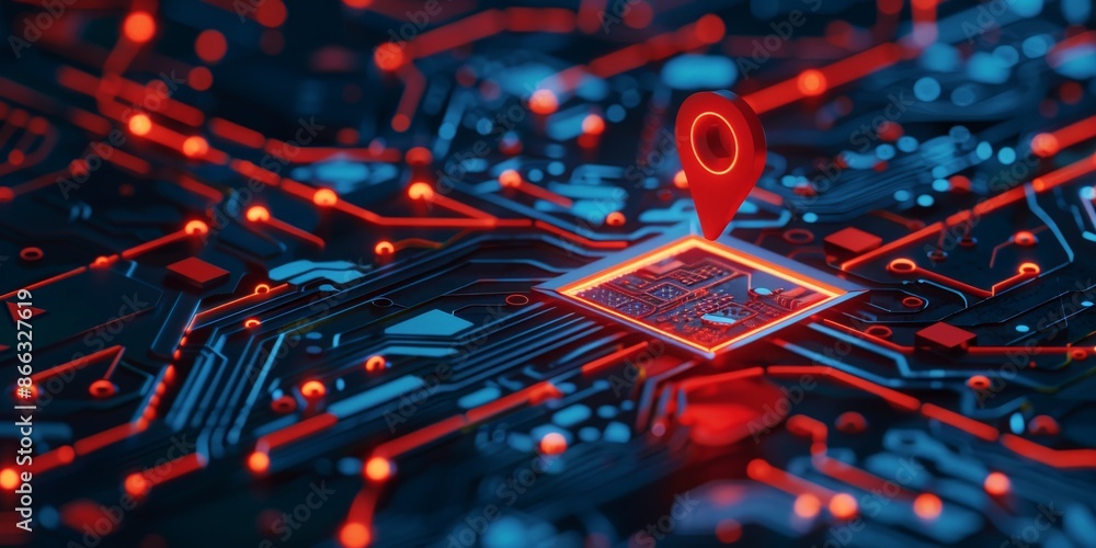 Futuristic City Map with Glowing Digital Pins Futuristic City Map with Glowing Digital Pins