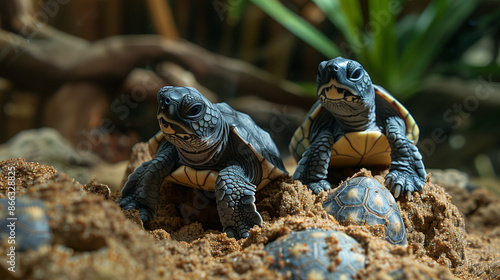 turtles hatching from eggs
