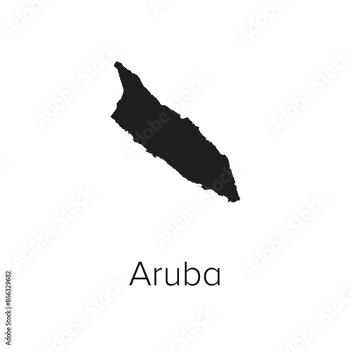 Aruba Map Vector Illustration - Silhouette, Outline, Aruba Travel and Tourism Map