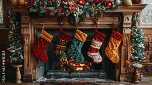christmas socks hanging on a clothesline