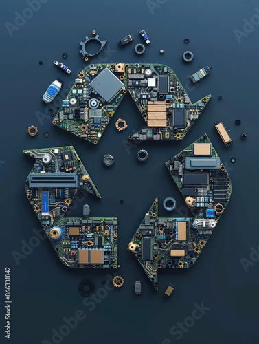 A circular economy concept for electronics showing background