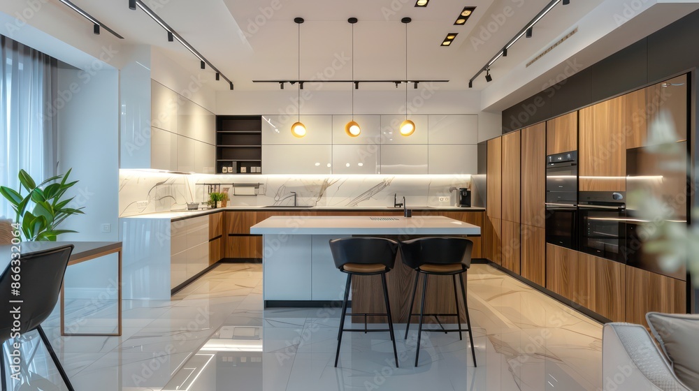 Fototapeta premium modern kitchen interior, professional interior design photos, kitchen design ideas