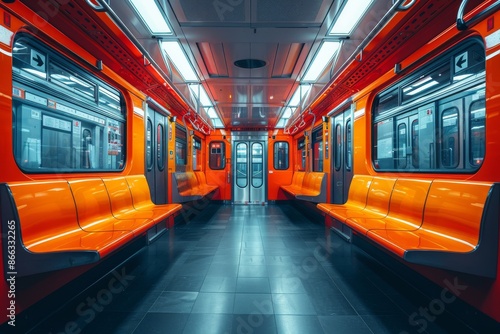 Metro carriage inside, bright interior