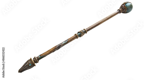 Elegant fantasy-themed staff with intricate designs and magical orb, ideal for gaming, storytelling, and creative projects. photo