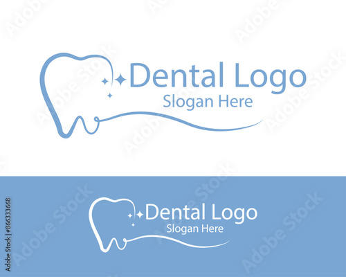 dental clinic tooth logo design vector illustration linear style	