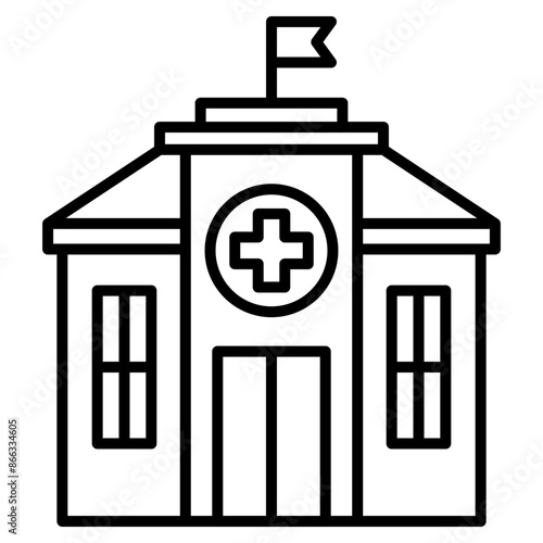 public service icon black line and black glyph