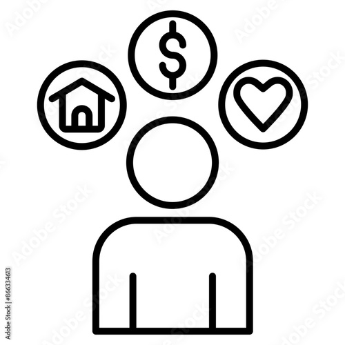 public service icon black line and black glyph