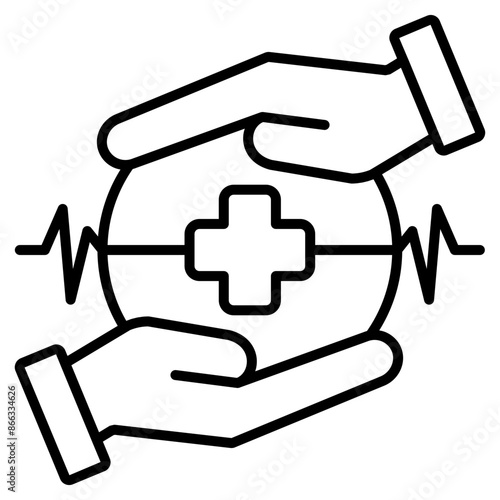 public service icon black line and black glyph