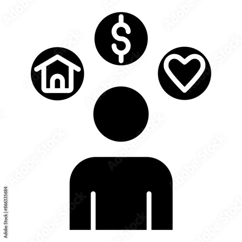 public service icon black line and black glyph