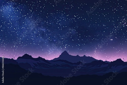 Night sky flat design front view milky way 3D render complementary color scheme © indyntk