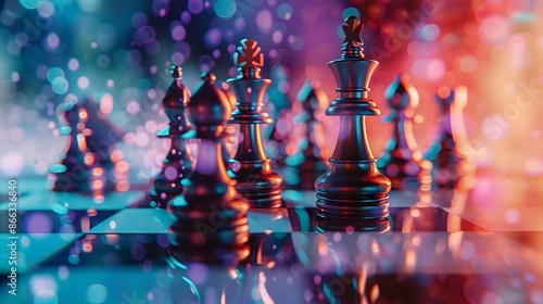 The importance of risk management in cybersecurity, portrayed as a chess game between defenders and attackers photo