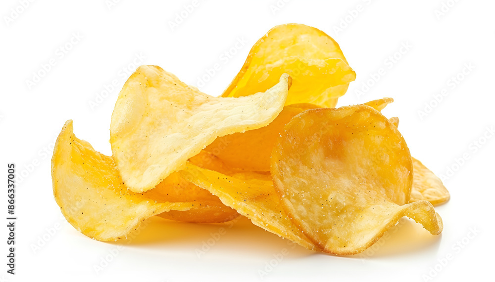 Potato chips isolated on white background Potato chips isolated on white background