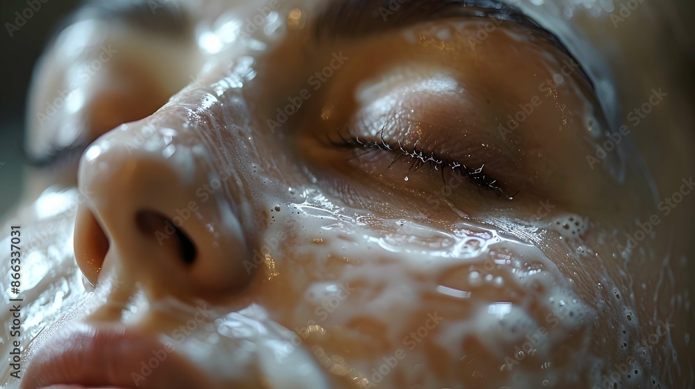Fototapeta premium Close-up of anti-aging treatment applied to skin.