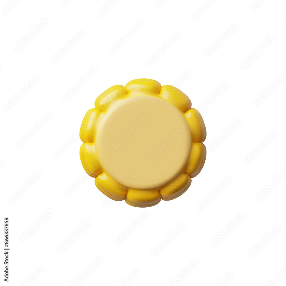 Fresh corn slice 3D plastic style vector icon, glossy raw vegetable cob, farm natural organic maize plant food Fresh corn slice 3D plastic style vector icon, glossy raw vegetable cob, farm natural organic maize plant food