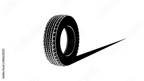 tire mileage, black isolated silhouette