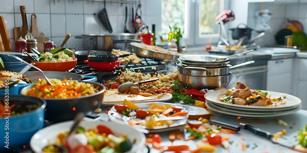 Overcrowded kitchen with multiple cooks causing chaos and ruining dishes. Concept Kitchen Chaos, Crowded Cooking, Culinary Disasters, Recipe Mishaps, Chaos in the Kitchen Overcrowded kitchen with multiple cooks causing chaos and ruining dishes. Concept Kitchen Chaos, Crowded Cooking, Culinary Disasters, Recipe Mishaps, Chaos in the Kitchen