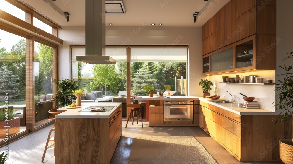 Fototapeta premium modern interior of a kitchen, beautiful kitchen design