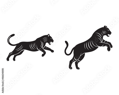 Wallpaper Mural simple tiger jumping-silhouette jumping-vector AI generated  Torontodigital.ca