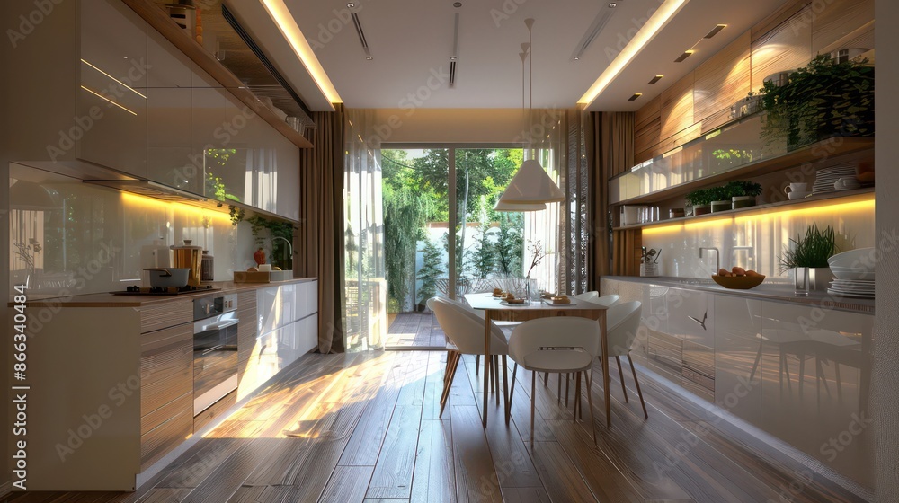 Fototapeta premium modern interior of a kitchen, beautiful kitchen design