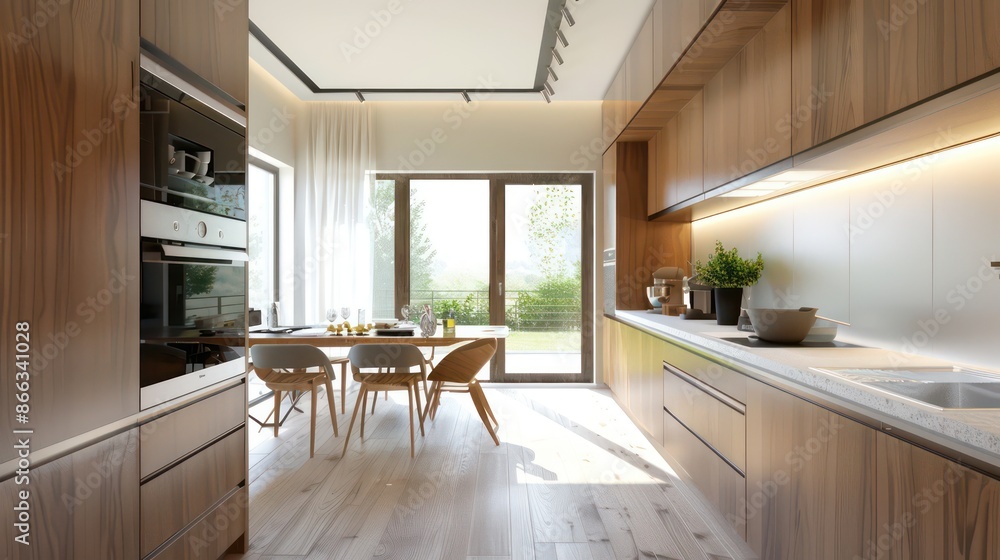 Fototapeta premium modern interior of a kitchen, beautiful kitchen design