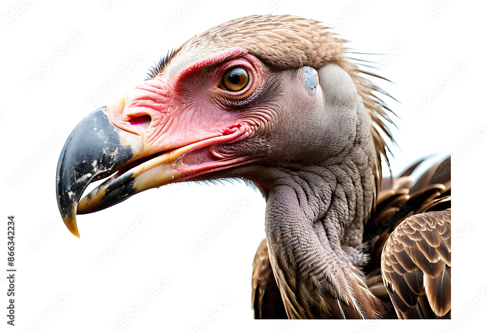 Close-up portrait of a lappet-faced vulture, showcasing its powerful beak and sharp eyes. Perfect for wildlife publications, nature documentaries, or symbolizing scavenging and survival in harsh envir Close-up portrait of a lappet-faced vulture, showcasing its powerful beak and sharp eyes. Perfect for wildlife publications, nature documentaries, or symbolizing scavenging and survival in harsh envir