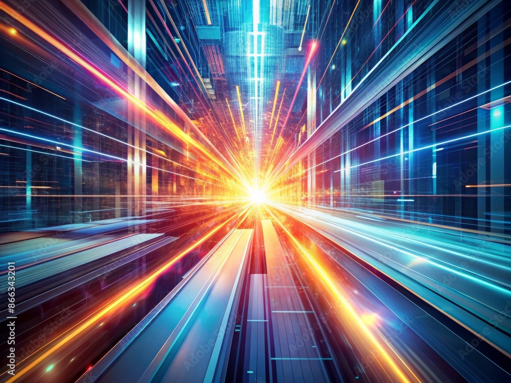 Dynamic futuristic abstract 3D digital background featuring accelerating lines in perspective, conveying speed and innovation, ideal for tech, data, audio, and graphic designs. Dynamic futuristic abstract 3D digital background featuring accelerating lines in perspective, conveying speed and innovation, ideal for tech, data, audio, and graphic designs.