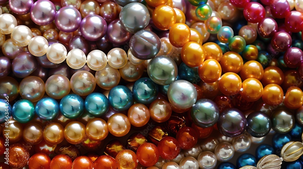 Shimmering multicolored pearl necklaces Shimmering multicolored pearl necklaces