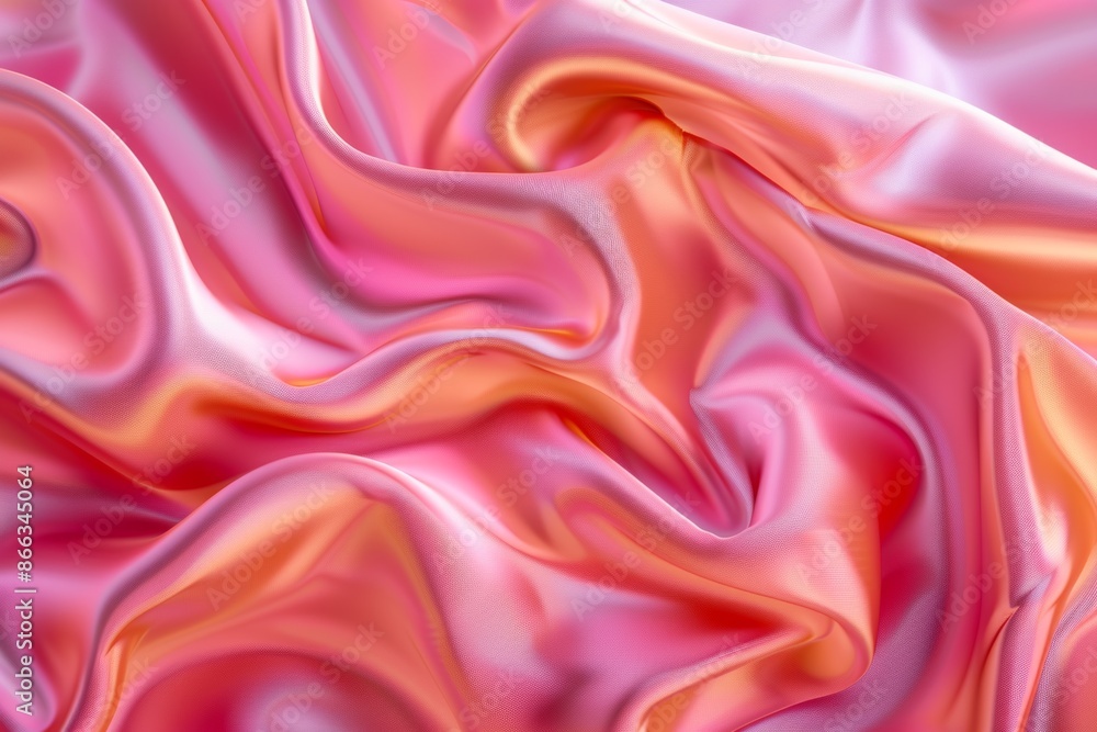 Satin elegance: luxurious pink and orange fabric waves Satin elegance: luxurious pink and orange fabric waves