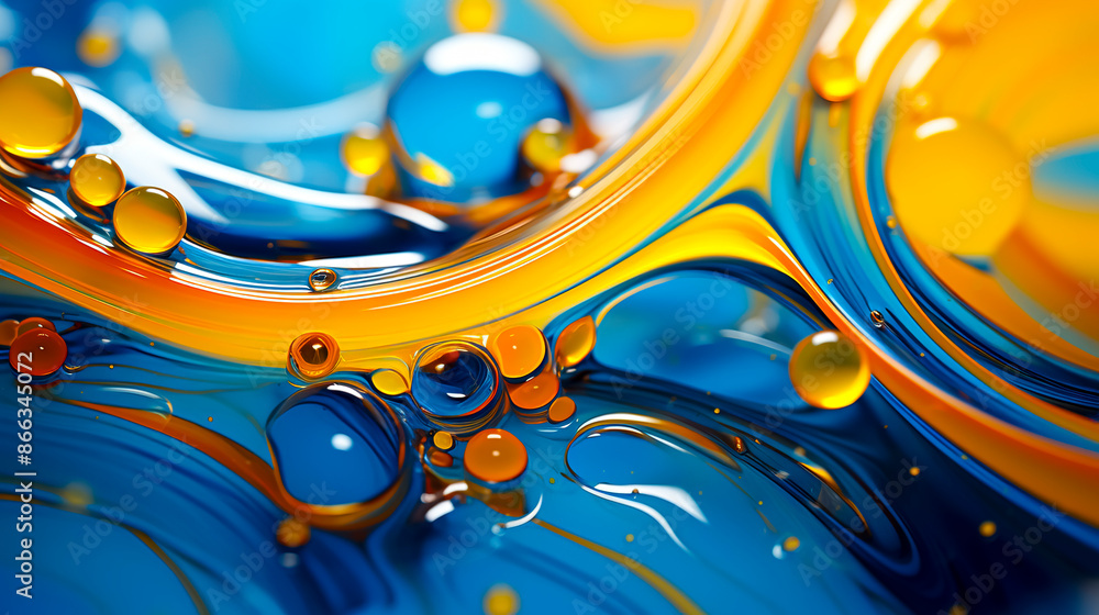 Vibrant Abstract Bubble Network with Blue and Orange Hues Vibrant Abstract Bubble Network with Blue and Orange Hues