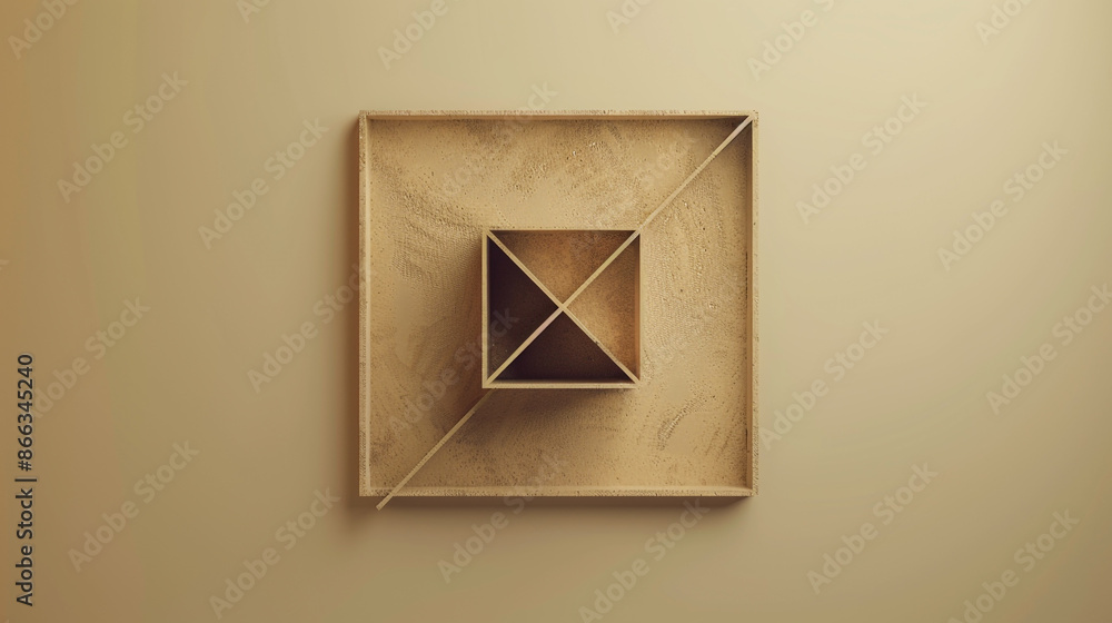 Geometry box tools in earth tones forming a precise square on a beige background. Geometry box tools in earth tones forming a precise square on a beige background.
