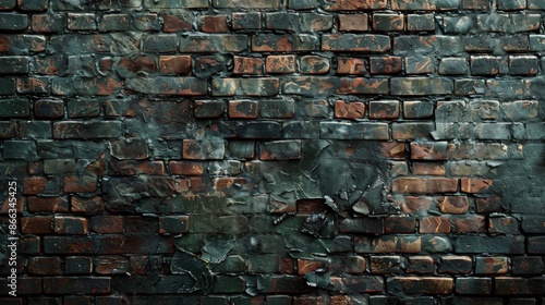 Dark and textured grunge brick wall background with a distressed look. Ideal for urban, industrial, or vintage style designs.