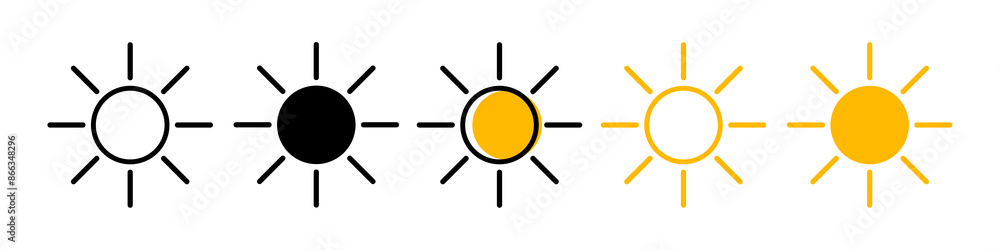 Sun icon set with simple and modern design for intensity of brightness or summer theme Sun icon set with simple and modern design for intensity of brightness or summer theme