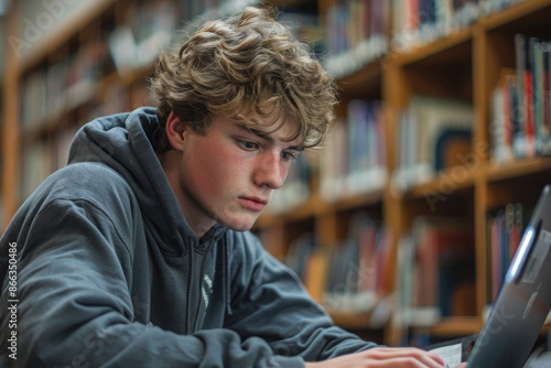 Student learning at high school library