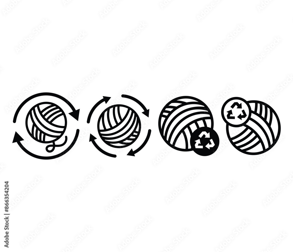 recycled wool with arrow circle sign icons symbol vector design black white color simple illustration collection set recycled wool with arrow circle sign icons symbol vector design black white color simple illustration collection set