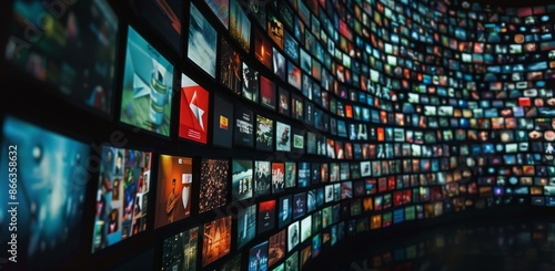 Wall of Screens Displaying a Multitude of Visual Content