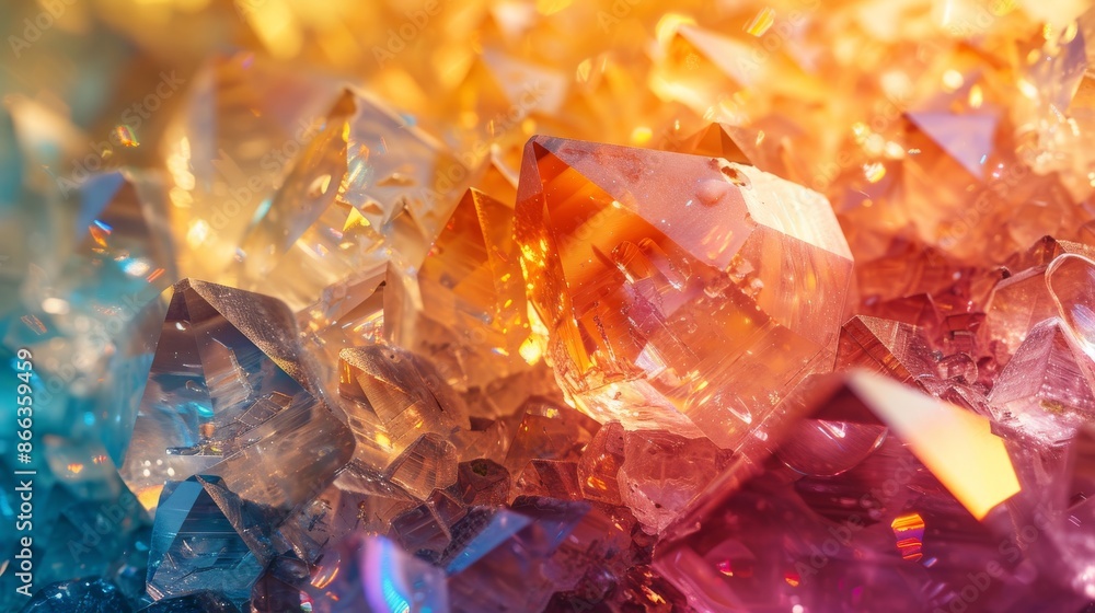 Closeup of colorful, sparkly crystals, with a rainbow effect. Gemstones and minerals in macro photography. Closeup of colorful, sparkly crystals, with a rainbow effect. Gemstones and minerals in macro photography.