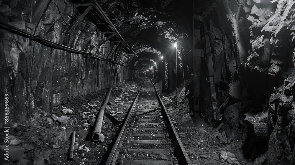 Naklejka premium Interior of former coal mine site