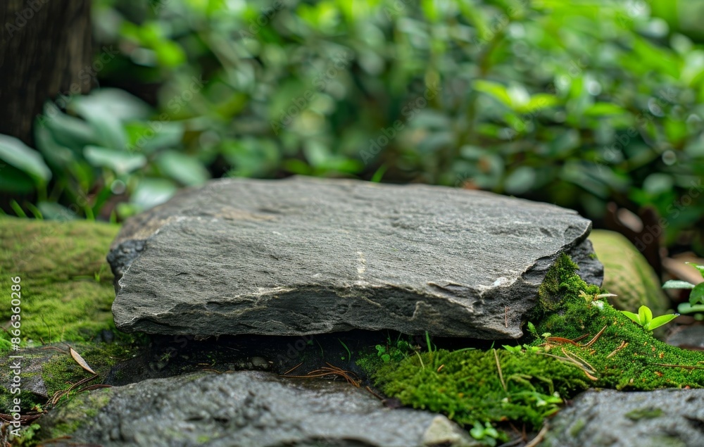 Obraz premium Stone Platform in Lush Greenery