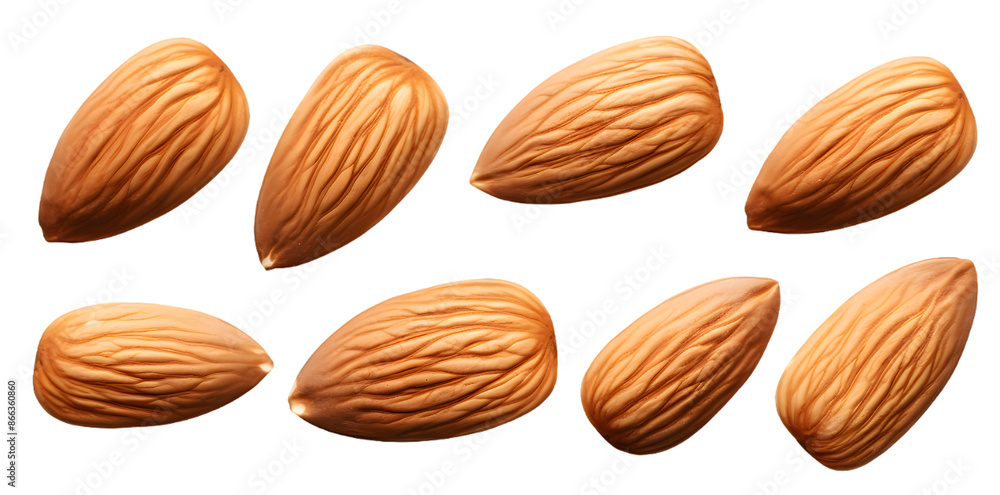 Set of delicious almonds isolated on transparent background Set of delicious almonds isolated on transparent background