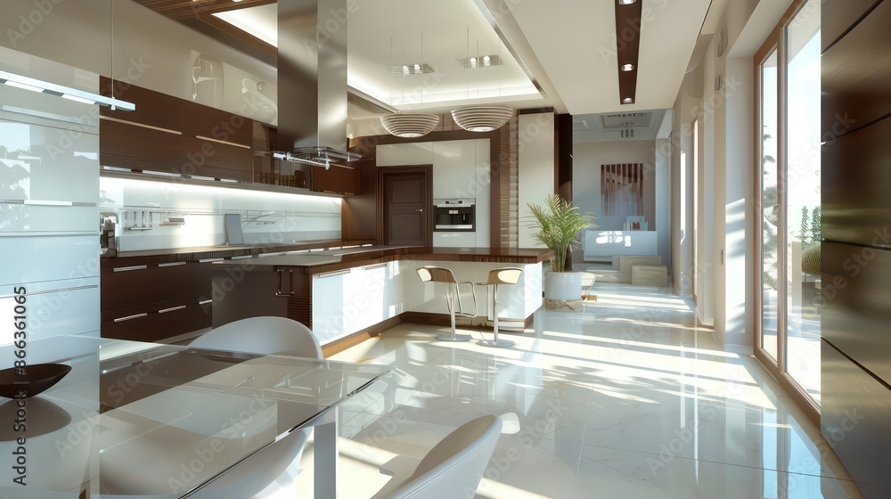 Fototapeta premium clean interior design of modern kitchen, home. different angles, professional photography