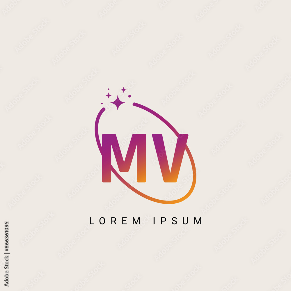 Fototapeta premium MV VM unique logo vector template illustration