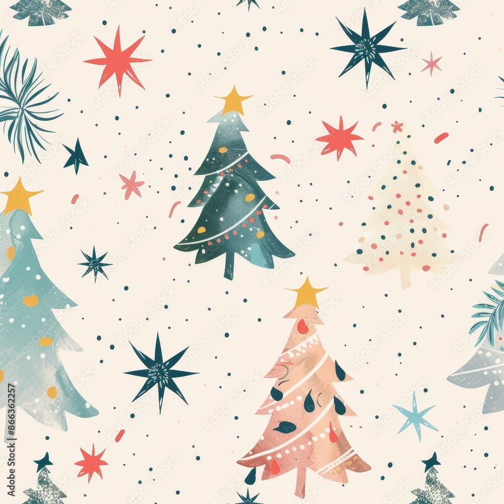 Festive christmas pattern on light solid background ideal for seasonal design projects Festive christmas pattern on light solid background ideal for seasonal design projects